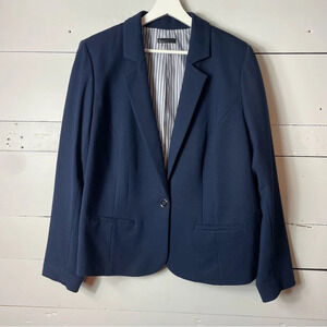 Lane Bryant One Button Jersey Knit Blazer in Navy Blue